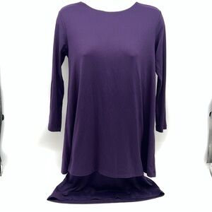 Susana Monaco Deep Purple Double Layered Mini Dress w/3/4 Sleeves-Size S